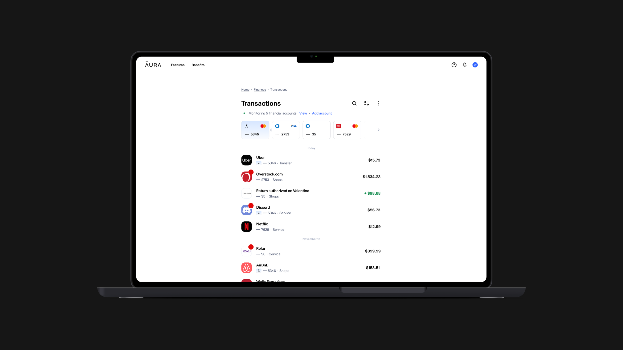 Aura — desktop transactions