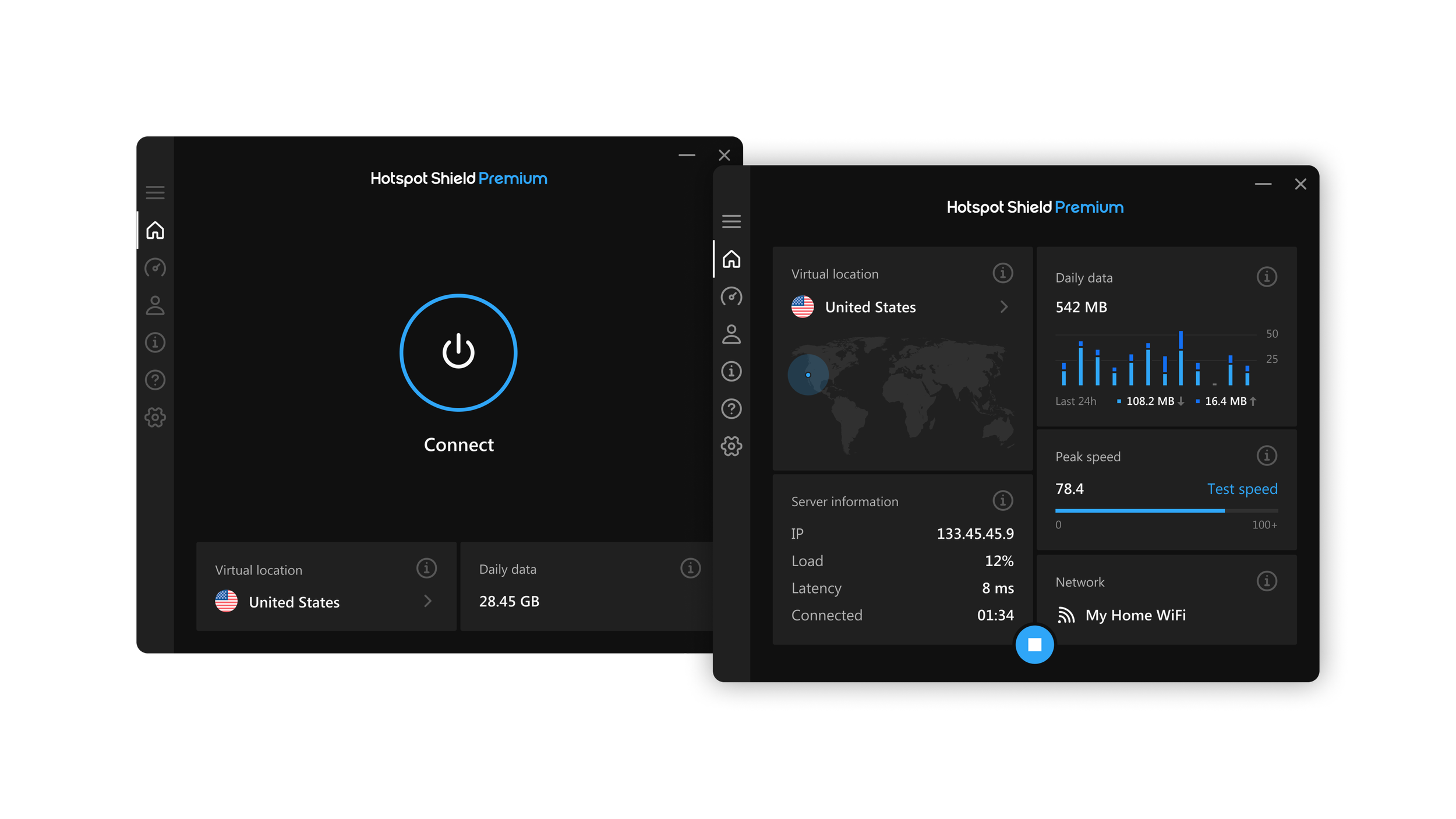 Hotspot Shield — app screens